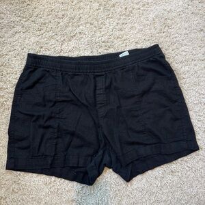 Linen Blend Old Navy Basic Spring Summer Black Drawstring High Waisted Shorts